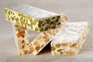 Italian nougat with almonds, nuts and pistachio